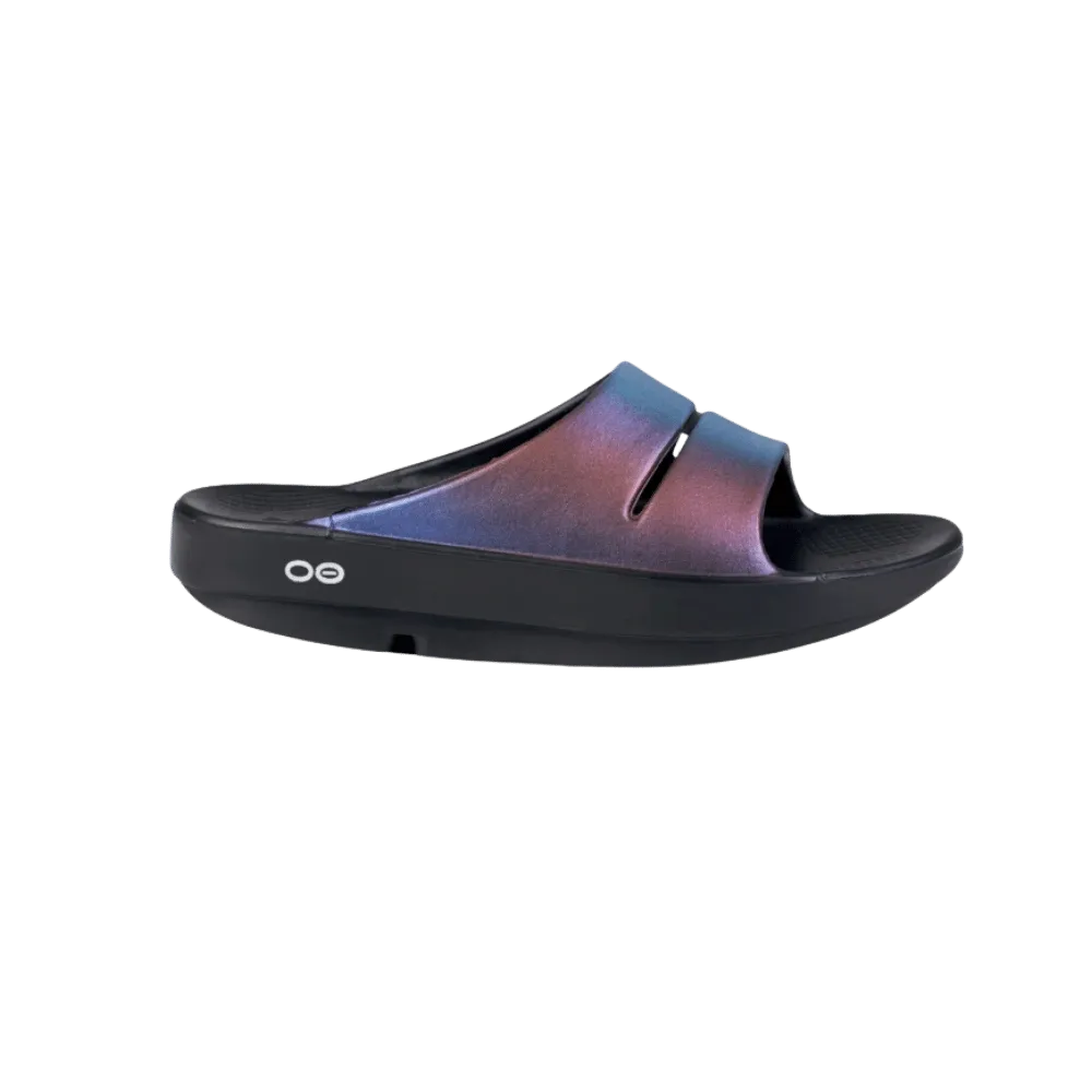 Oofos OOahh Luxe Slide Sandal -Midnight Spectre