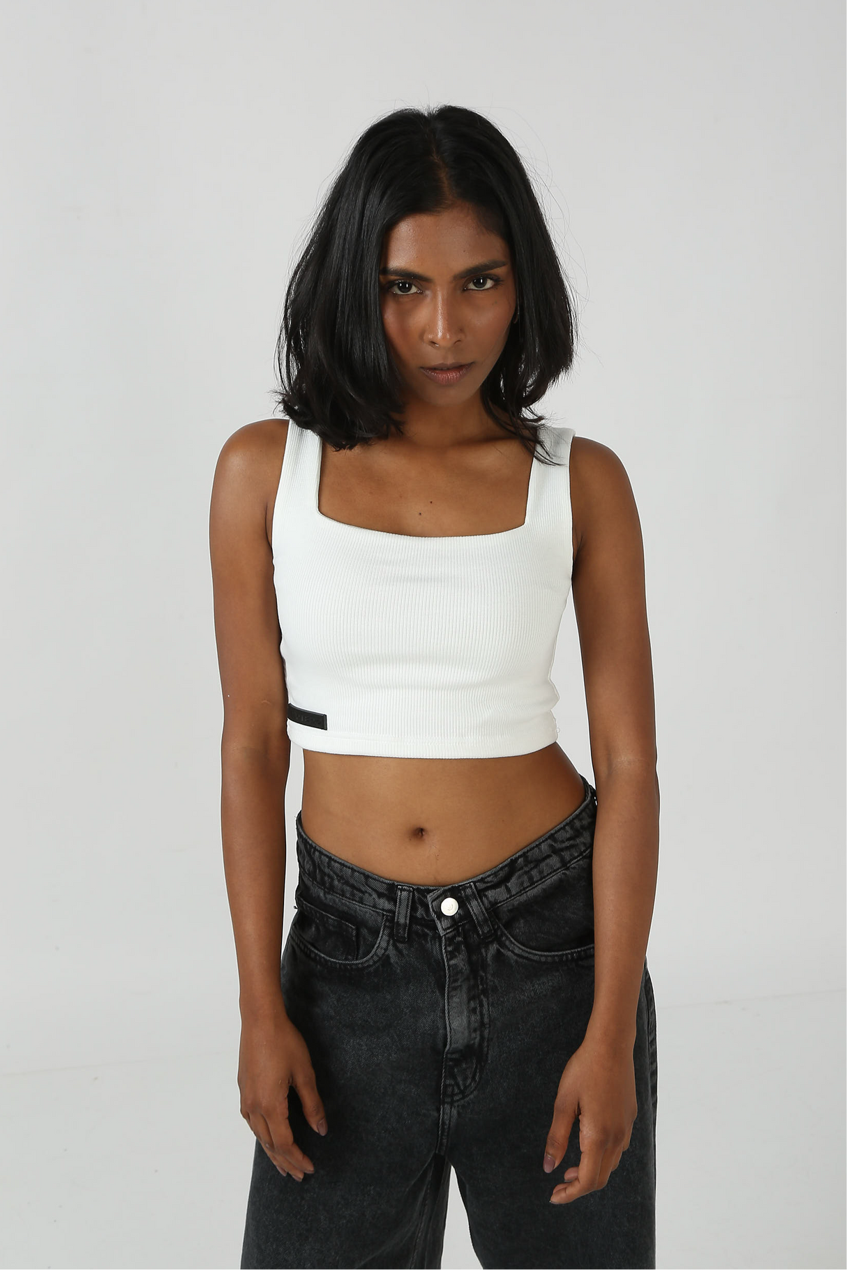 White Ribbed Crop Top