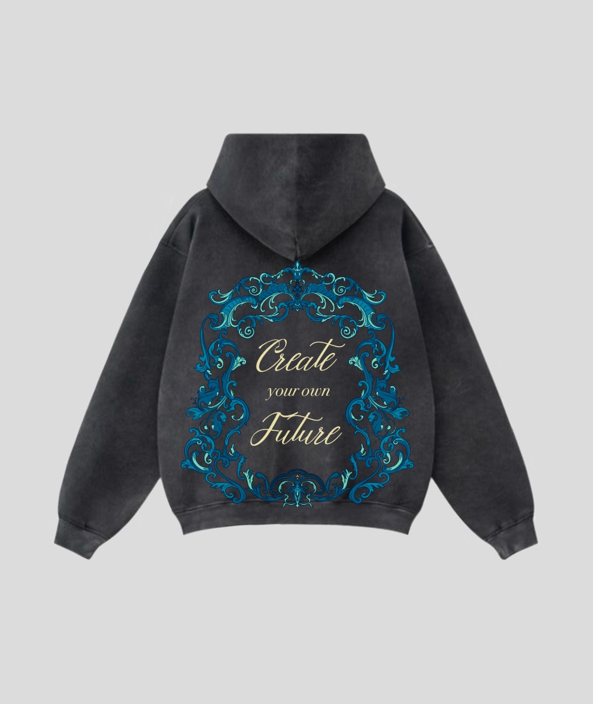 Acid-Wash Zip-Up Hoodie with Graphic Artwork – Dawntown