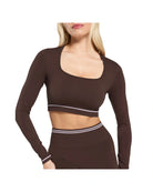 Gymshark Contrast Seamless Crop Top Heritage Brown