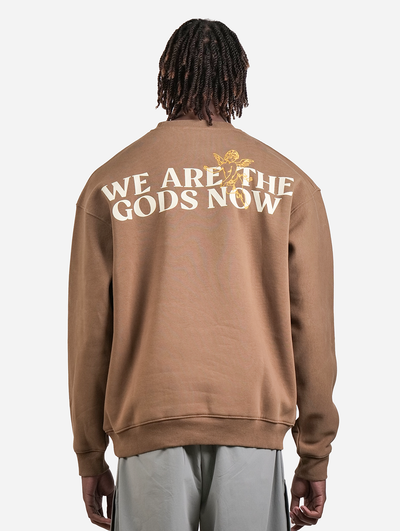Supreme - Coffee Embroidered Drop Shoulder Men Oversized Sweatshirt