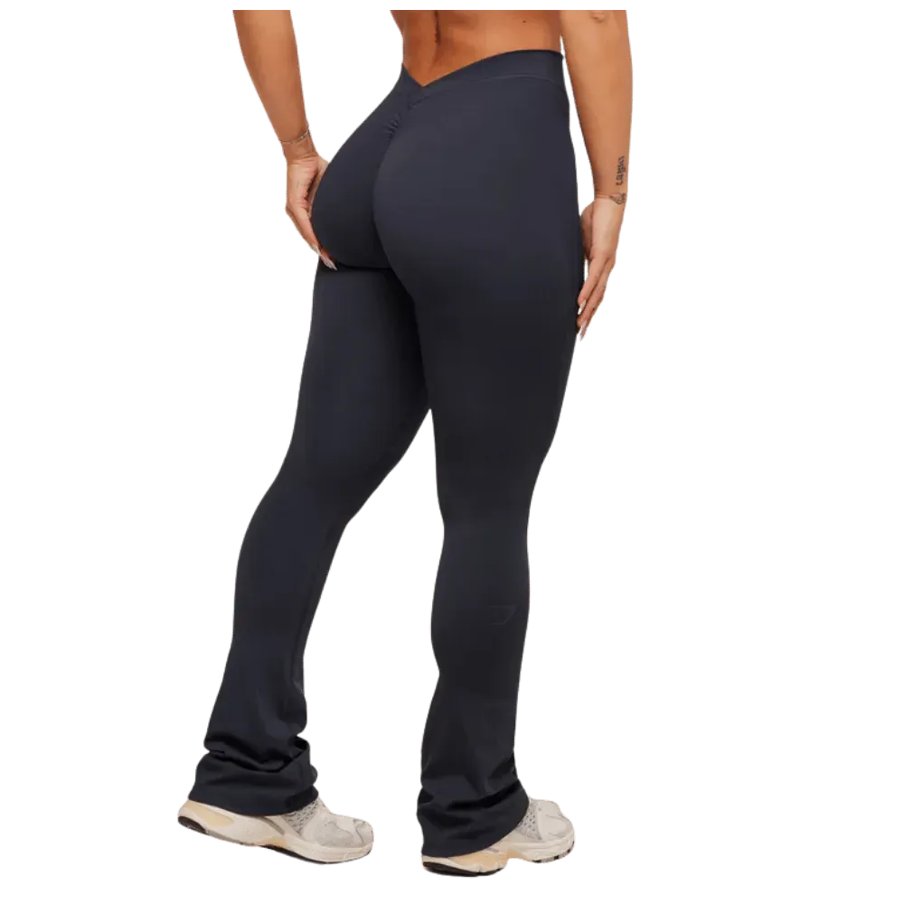 Gymshark Lifting Dipped Waistband Flared Leggings Heavy Blue Black