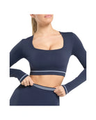 Gymshark Contrast Seamless Crop Top Heavy Blue