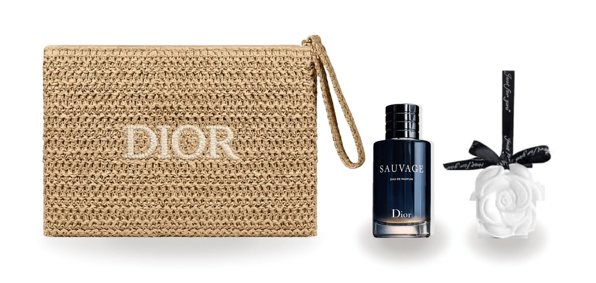Dior Gift Set For Him (Dior Raffia Clutch + Dior Sauvage EDP 10 ml)