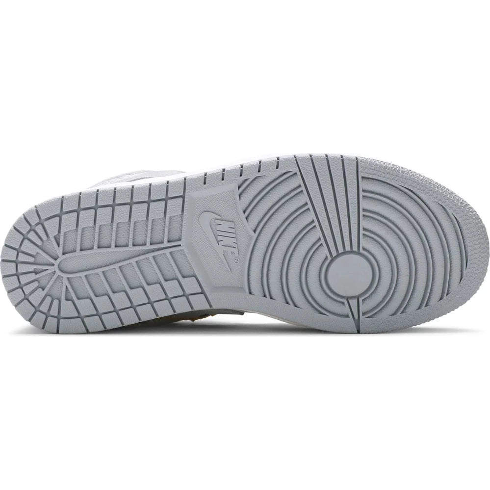 Grey Nike sneaker outsole with iconic tread pattern and Nike logo, streetwear footwear