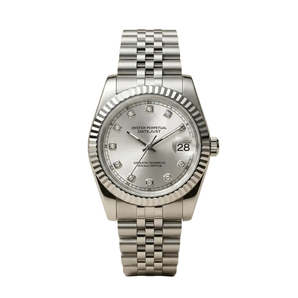 Seiko Mod Datejust Silver Diamond