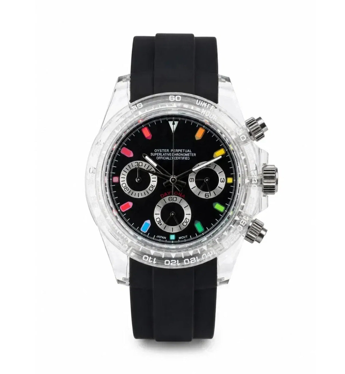 Seiko Mod Daytona Black Rainbow Clear Case