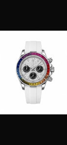 Seiko Mod Daytona Rainbow White Rubber Strap