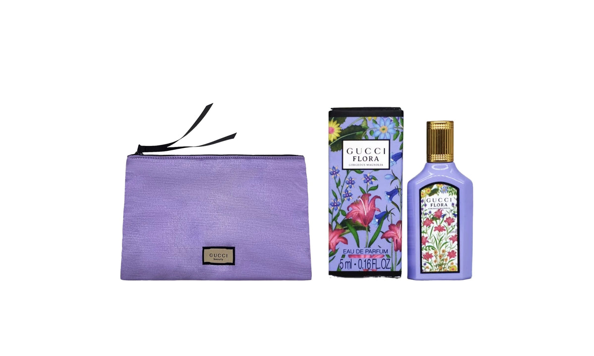 Gucci Gift Set (Gucci Magnolia Makeup Bag + Gucci Flora Magnolia EDP 5 ml)