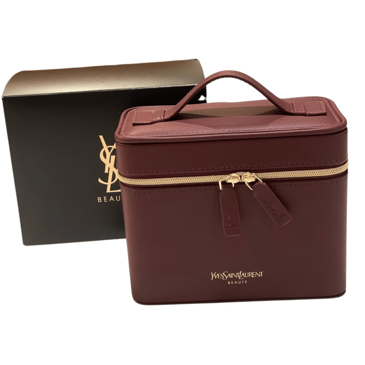 YSL Yves Saint Laurent Beauty Leather Vanity Case With Gold Hardware