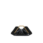 JW PEI Lila Faux Croc-Effect Metal Frame Clutch - Black