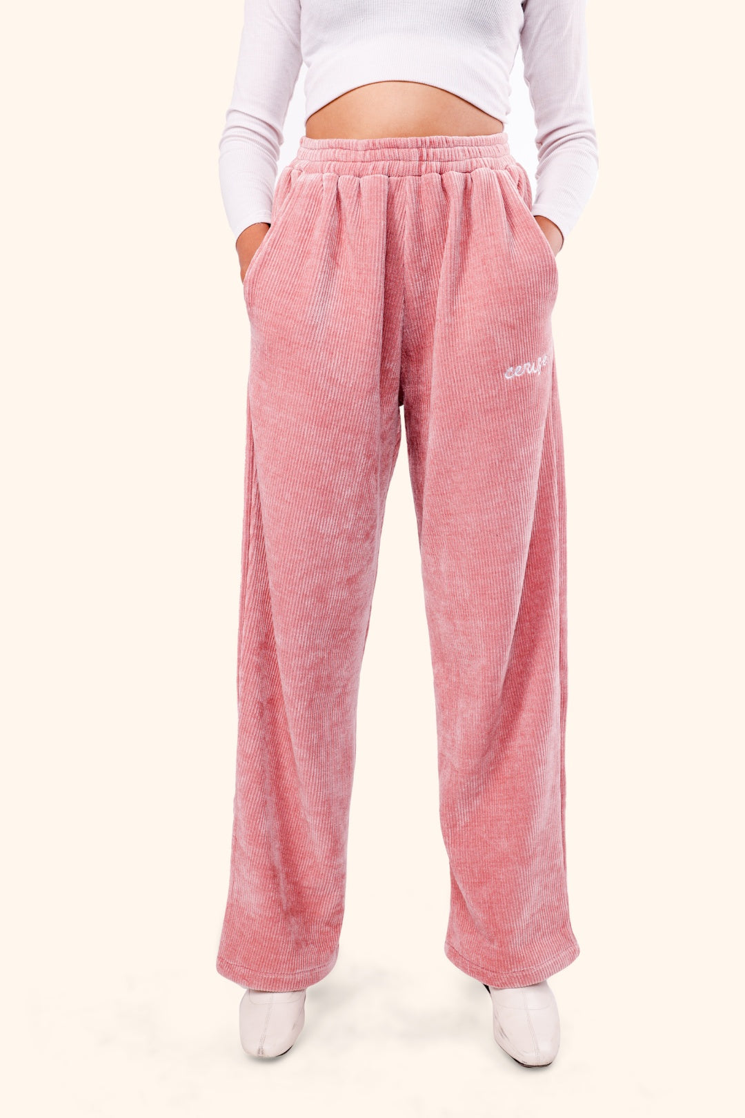 CERISE BREEZY CORD PANTS - PINK