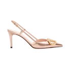 Valentino VLogo Signature Slingback Pump In Laminated Nappa Leather 80mm Rose Cannelle