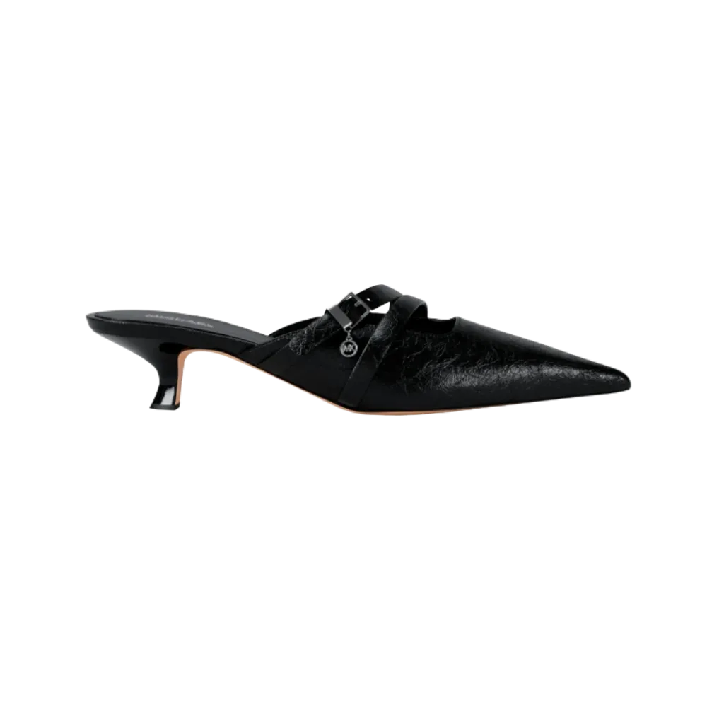 Michael Kors Yvette Crackled Kitten Mule Black