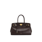 JW PEI Ziva Metal Lock Decoration Tote Bag - Dark Brown