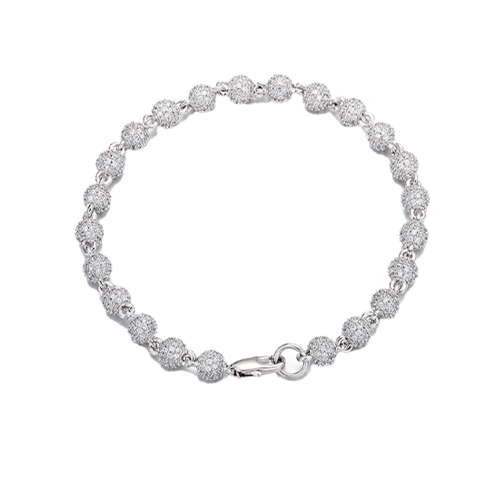 Iced Ball Bracelet in White Gold