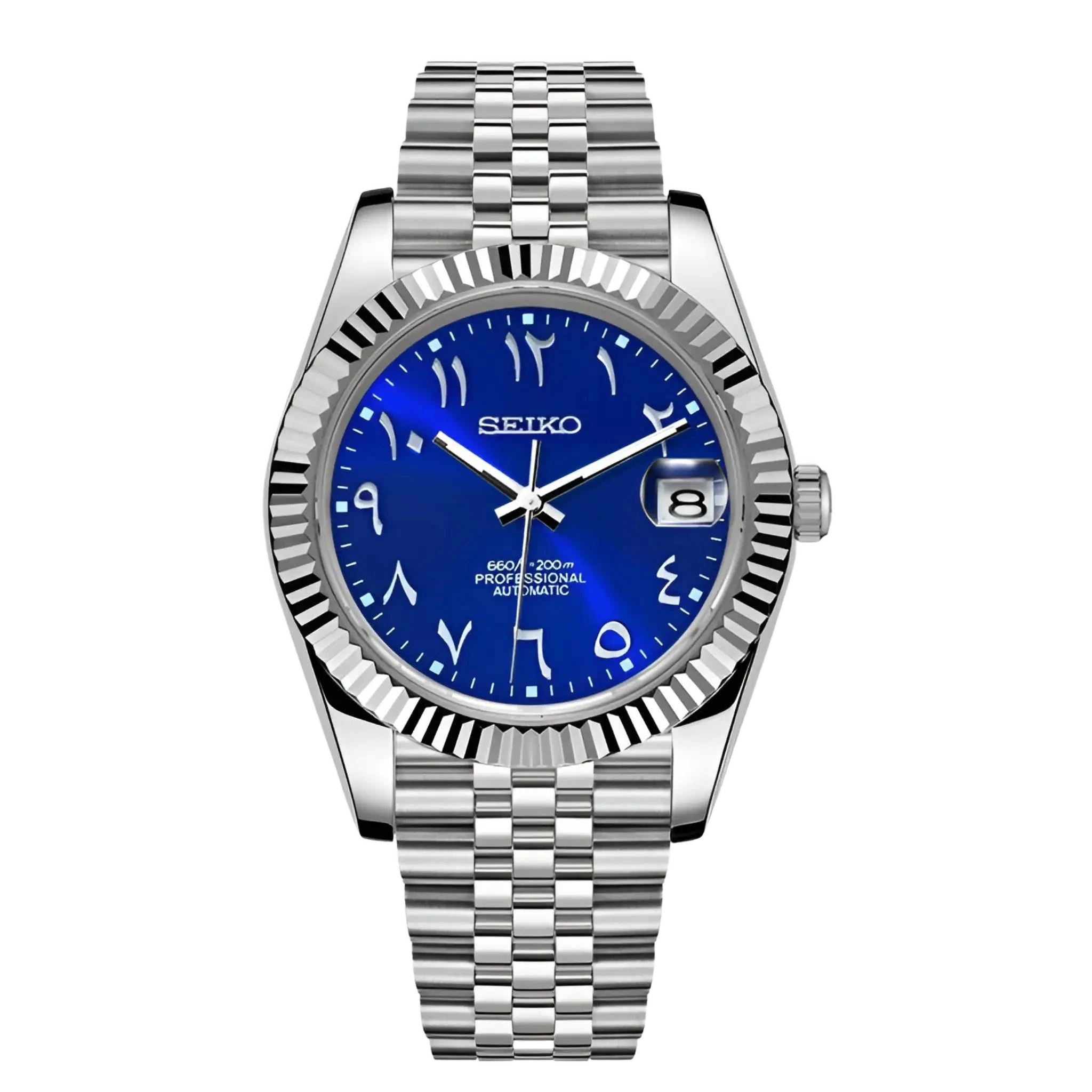 Seiko Mod Datejust Arabic Royal Blue