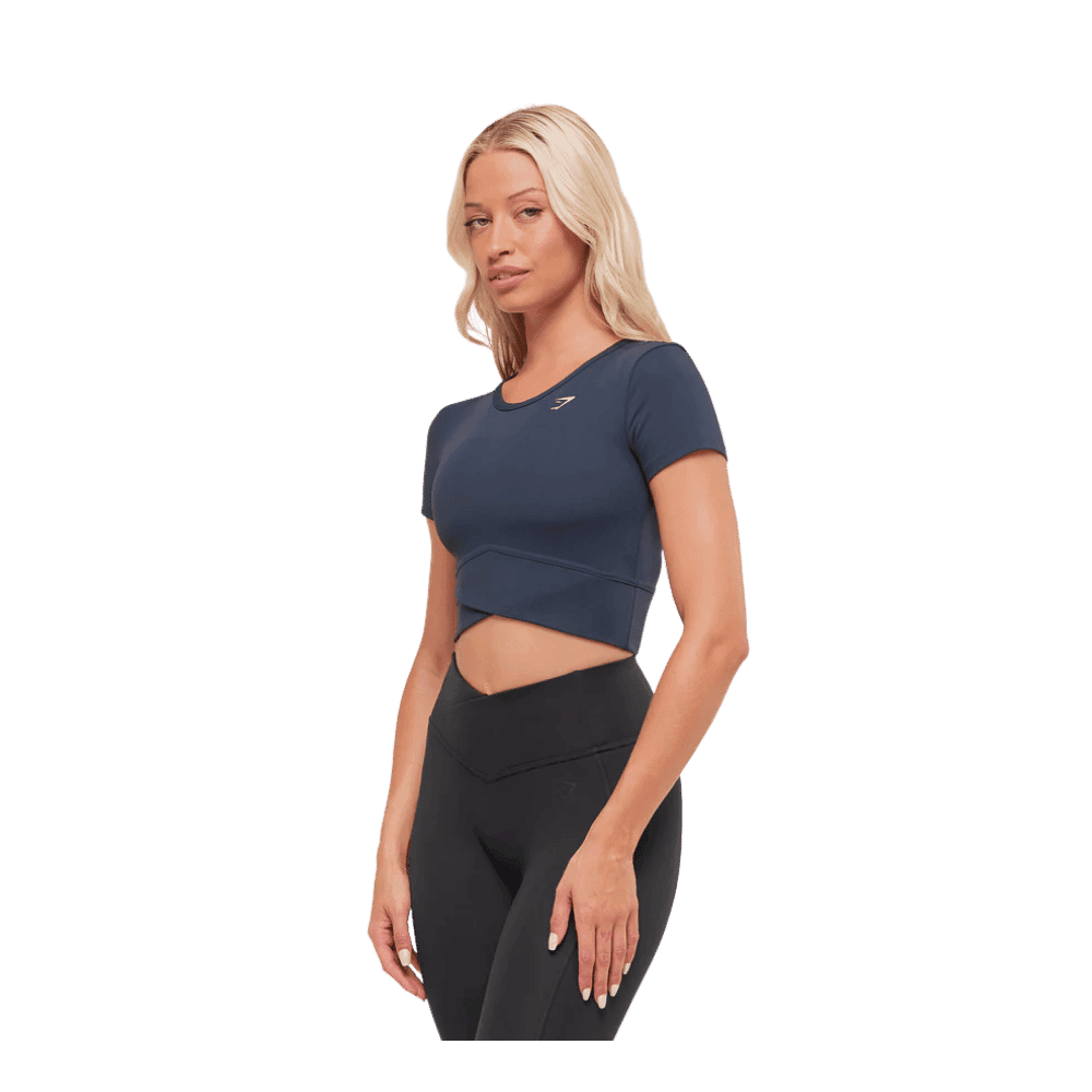Gymshark Crossover Midi Top with Shelf Heavy Blue