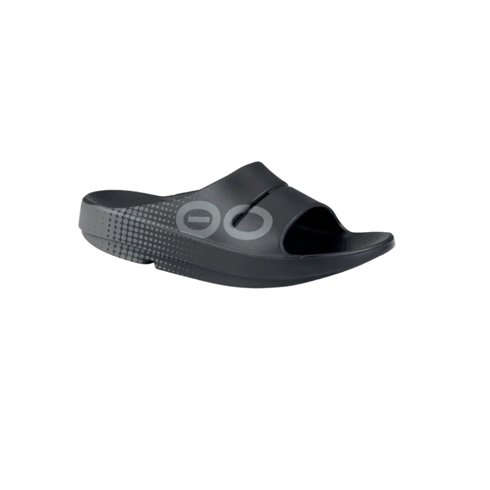 Oofos OOahh Sport Slide Sandal Black & Slate