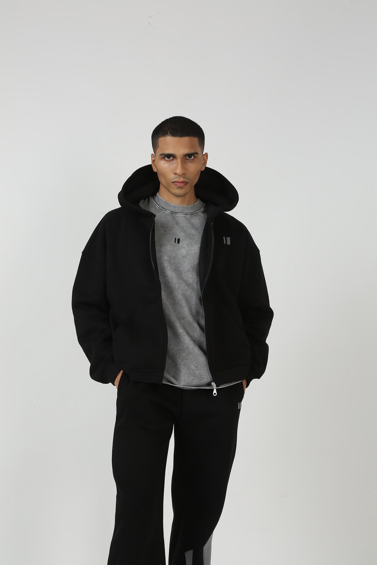 The Everyday Black Hooded Zipper