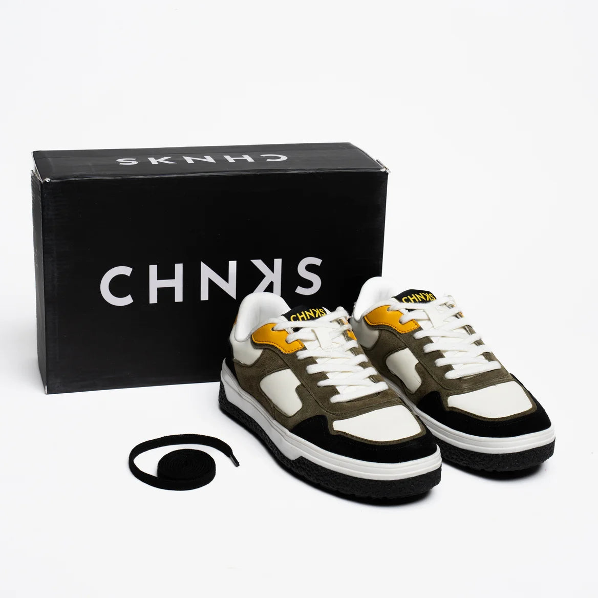 Taxi CHNKS sneakers with box – yellow and green sneakers for men in premium CHNKS packaging