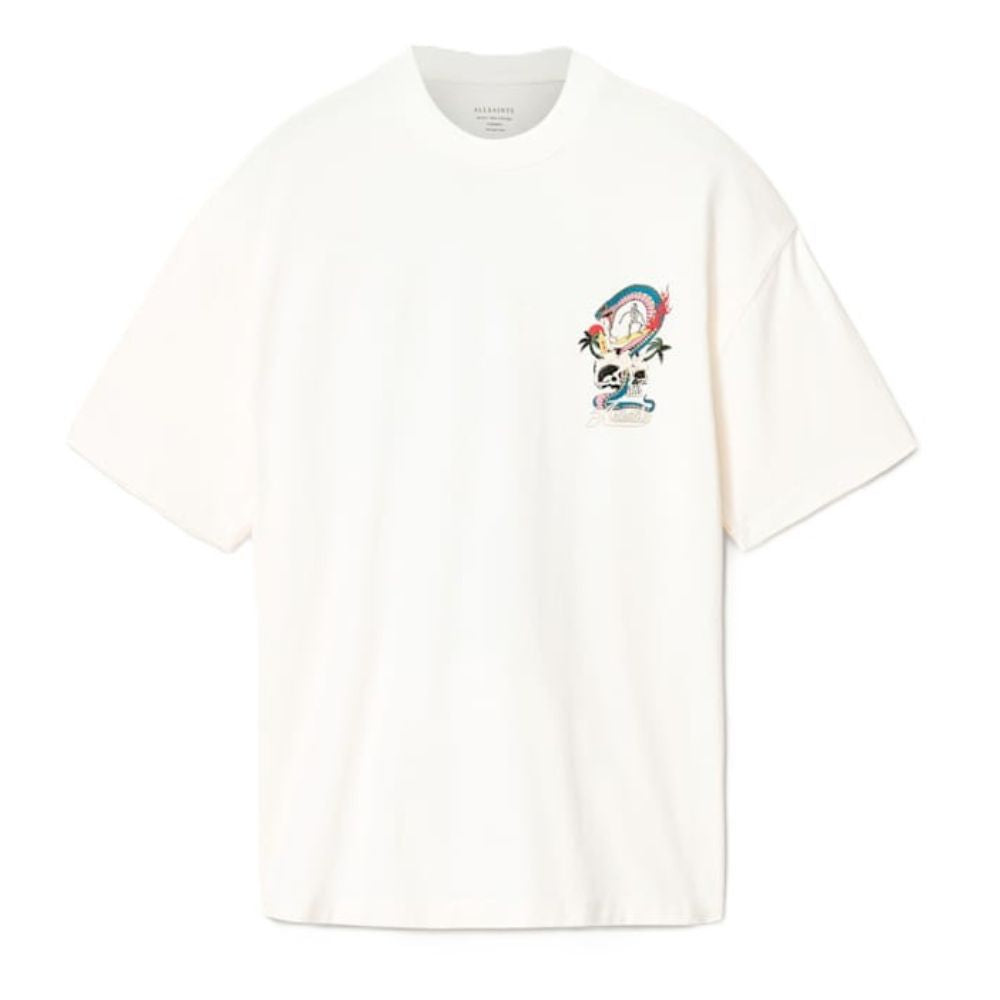 AllSaints Snakepit Oversized Short Sleeve Graphic T-Shirt - Chalk White