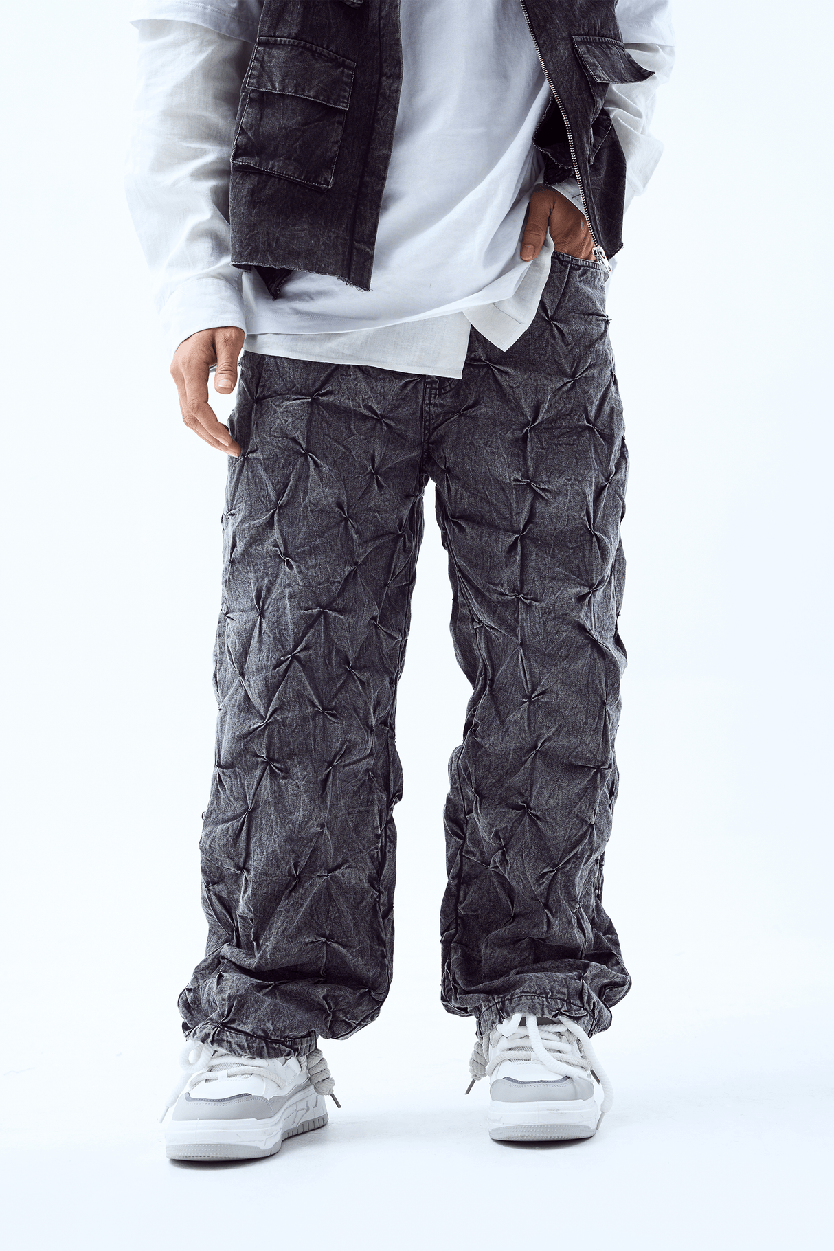 Signature Smocked Pants- Charcoal - dawntown