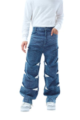 Stairway Patchwork Pants- Denim