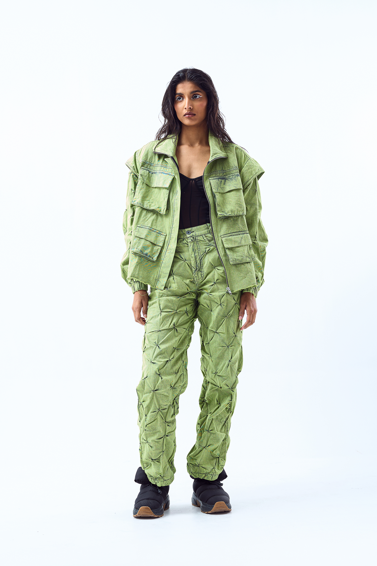 Signature Smocked Co-ord Set- Lime