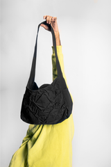 Draped Waterfall Tote Bag- Black