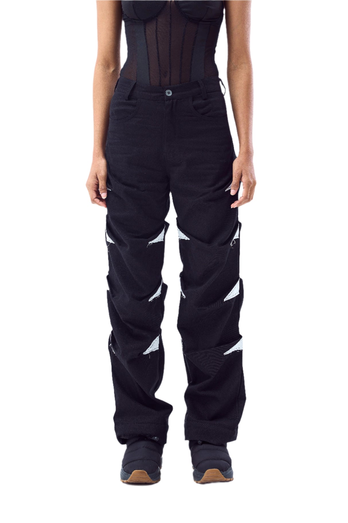 Stairway Patchwork Pants- Black