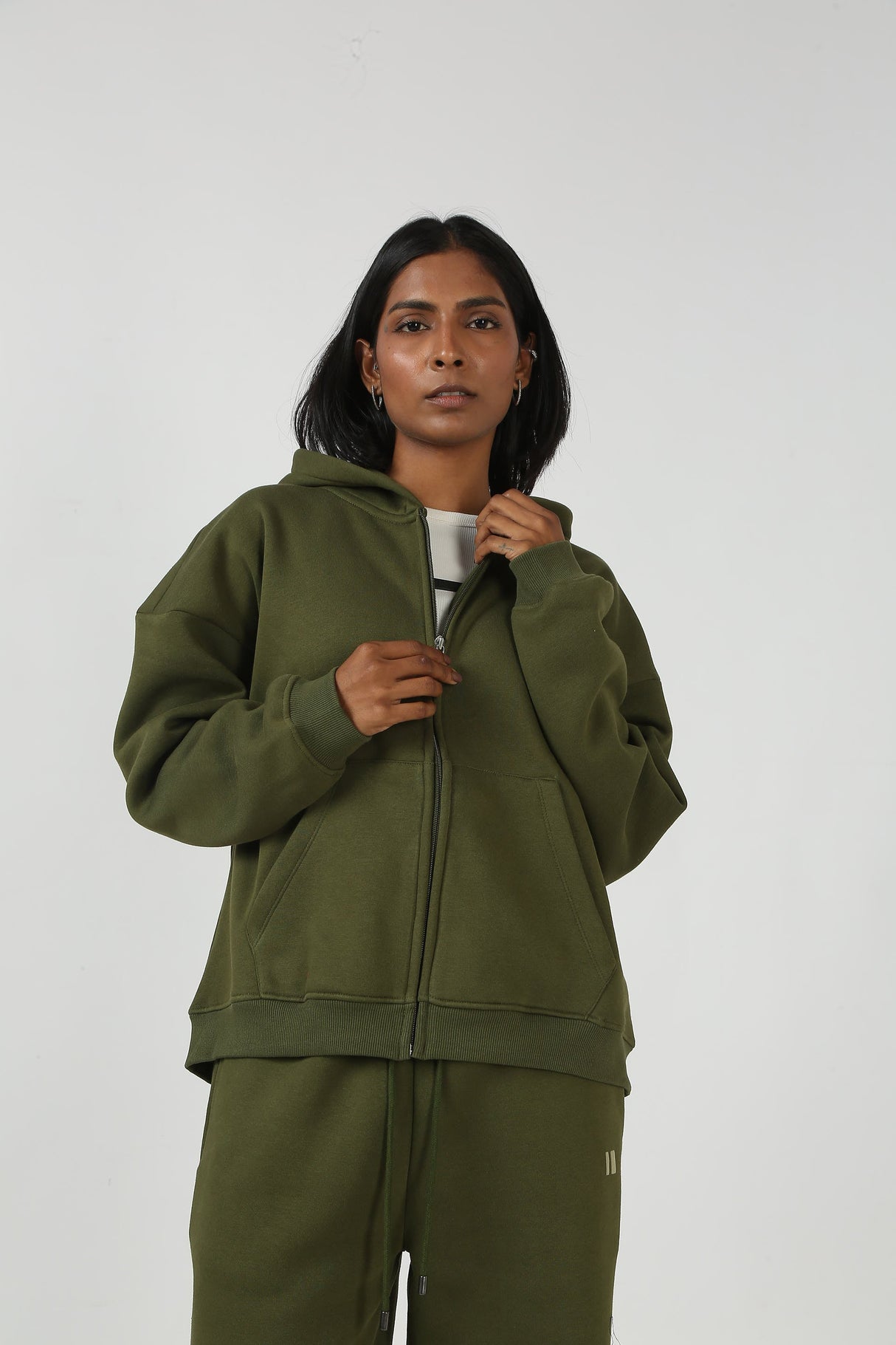 The Everyday Olive Hooded Zipper