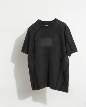 Multi-Seam Washed T-Shirt Black Front View