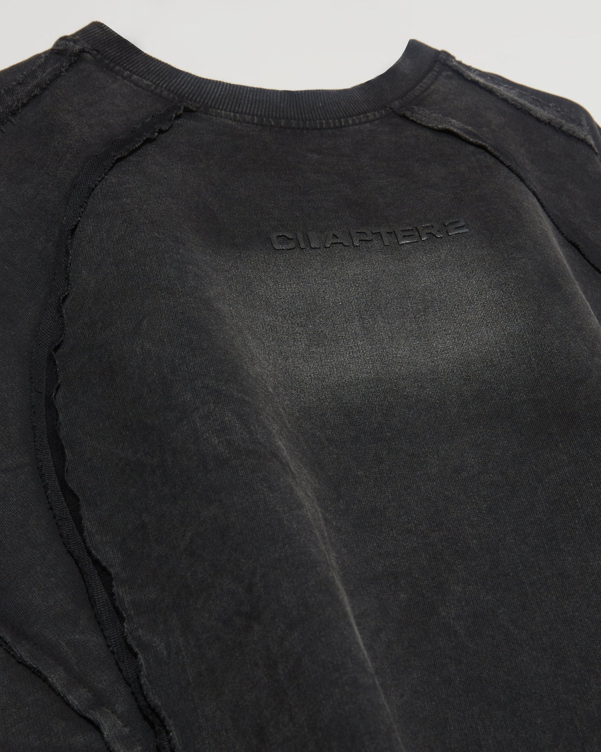 Multi-Seam Washed T-Shirt Black Front View