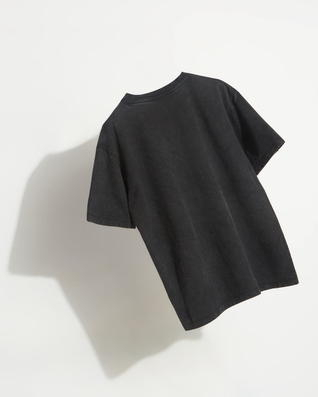 Multi-Seam Washed T-Shirt Black Front View