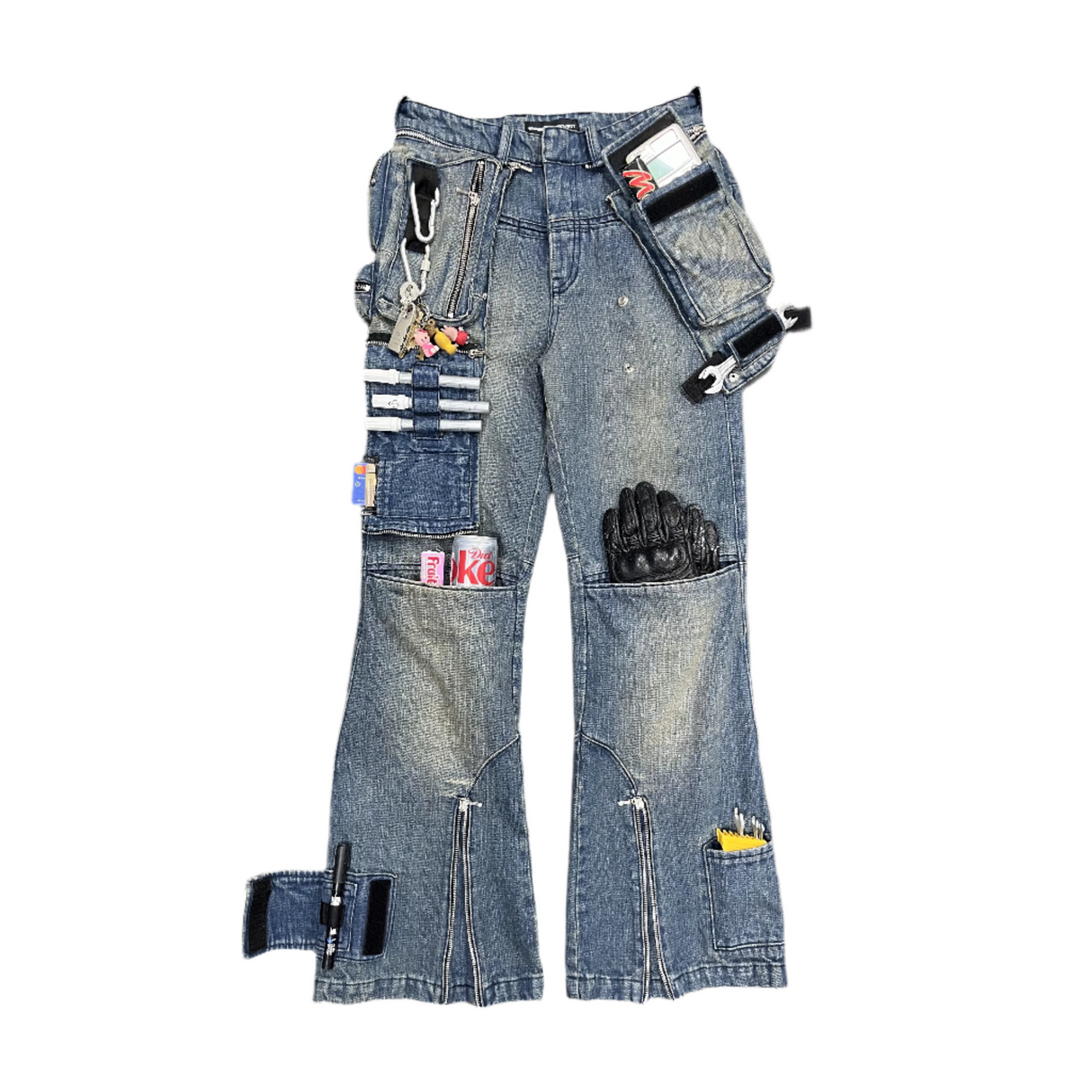 Tiberius Flared Jeans with detachable cargo pockets