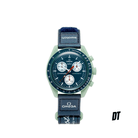 Omega x Swatch Speedmaster MoonSwatch with blue dial, chronograph, and black strap
