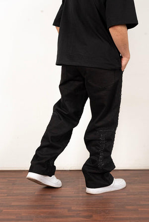 Distressed Black Denim - dawntown