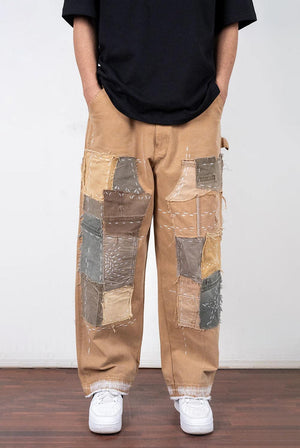 Double Knee Brown Sashiko Denims - dawntown