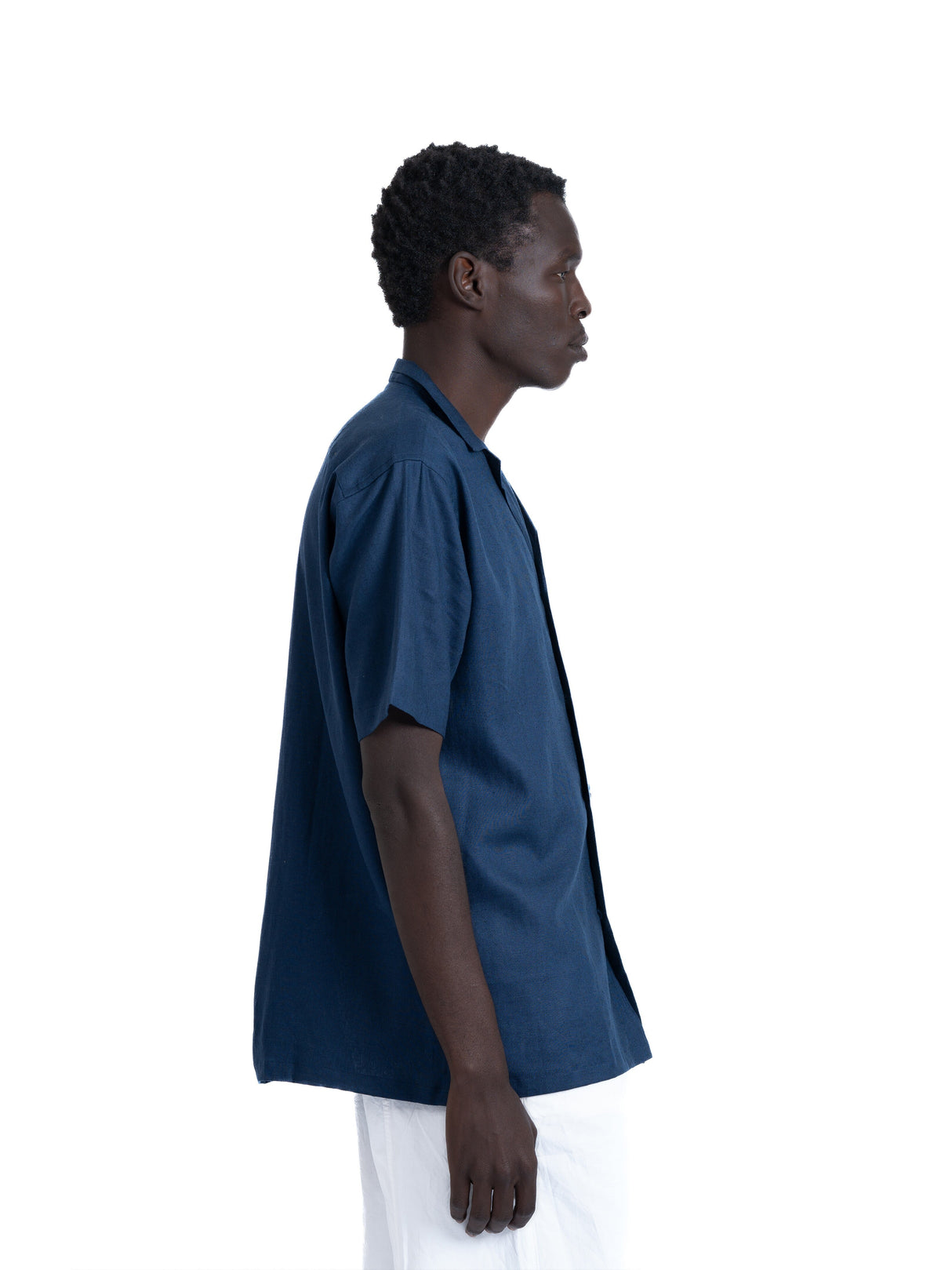 linen shirt in prussian blue