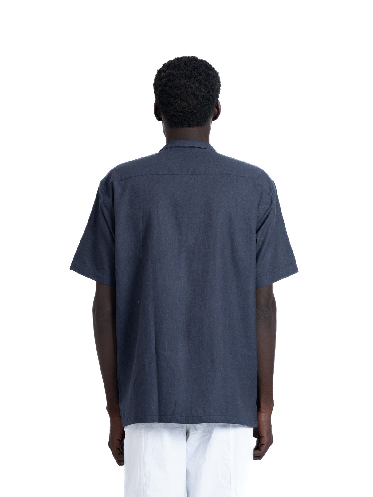 linen shirt in charcoal blue