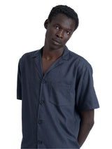 linen shirt in charcoal blue