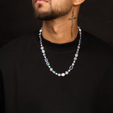 Blue Multi Gemstone Motif Chain In White Gold