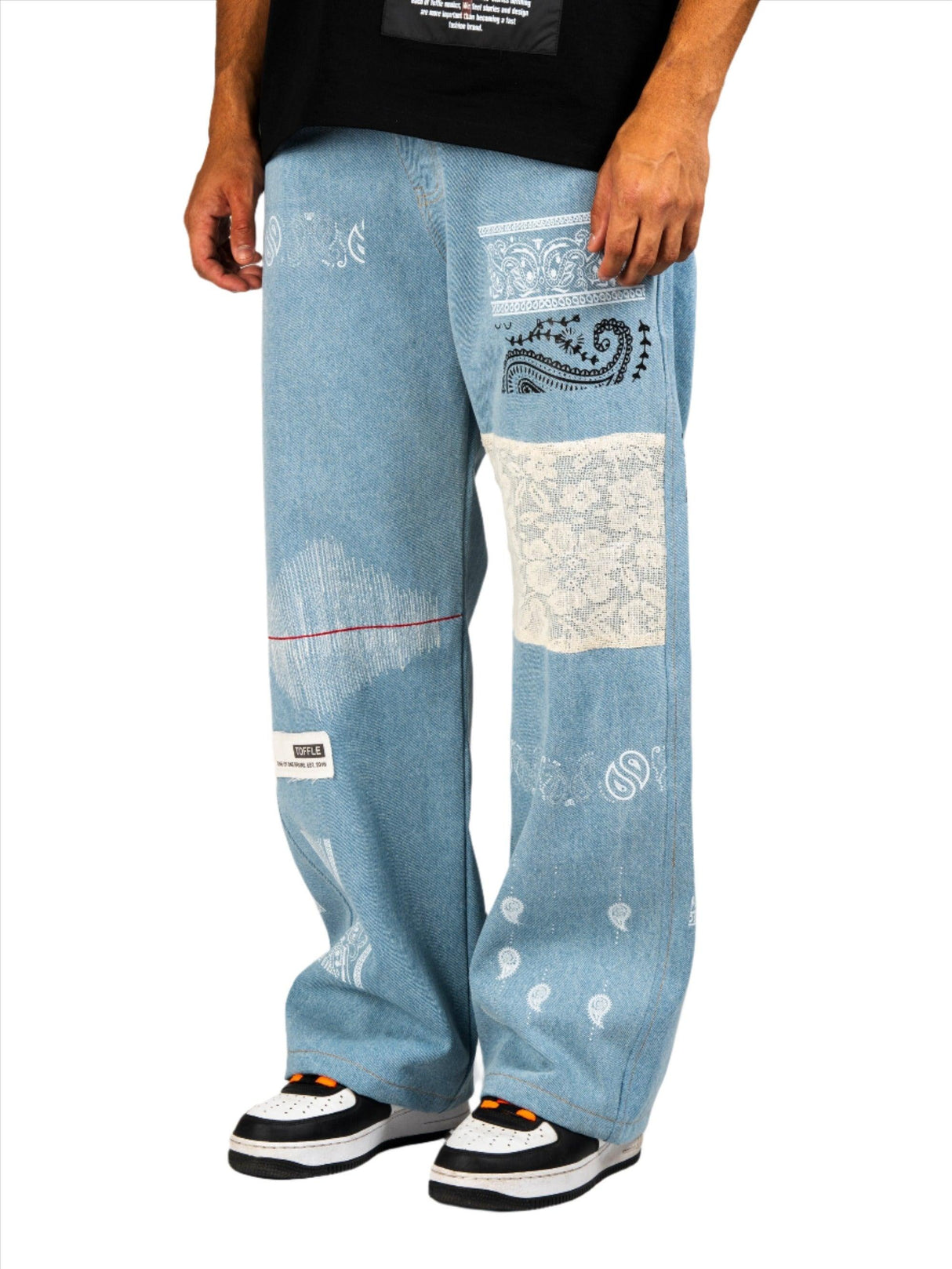 Light Blue Paisley Patch Jeans