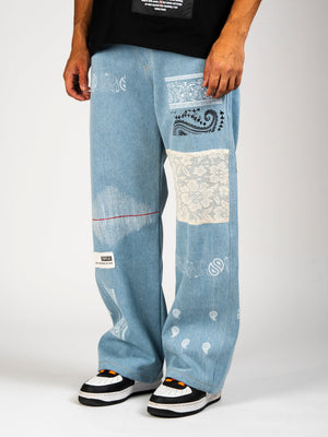 Light Blue Paisley Patch Jeans