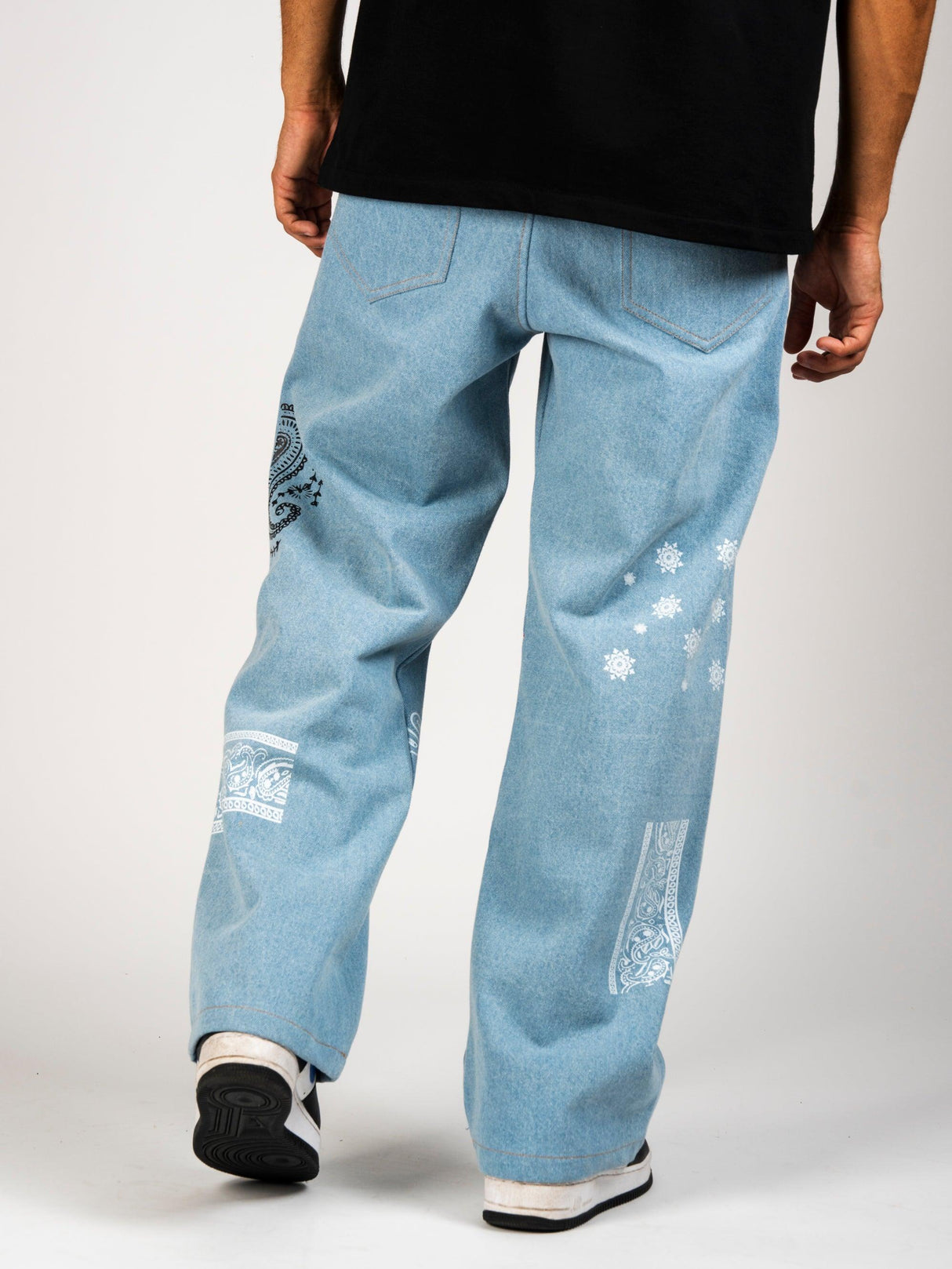 Light Blue Paisley Patch Denim - dawntown