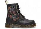Dr. Martens 1460 Vonda Genix Nappa Leather Lace Up Boot Black Tavern Floral Stitching Womens