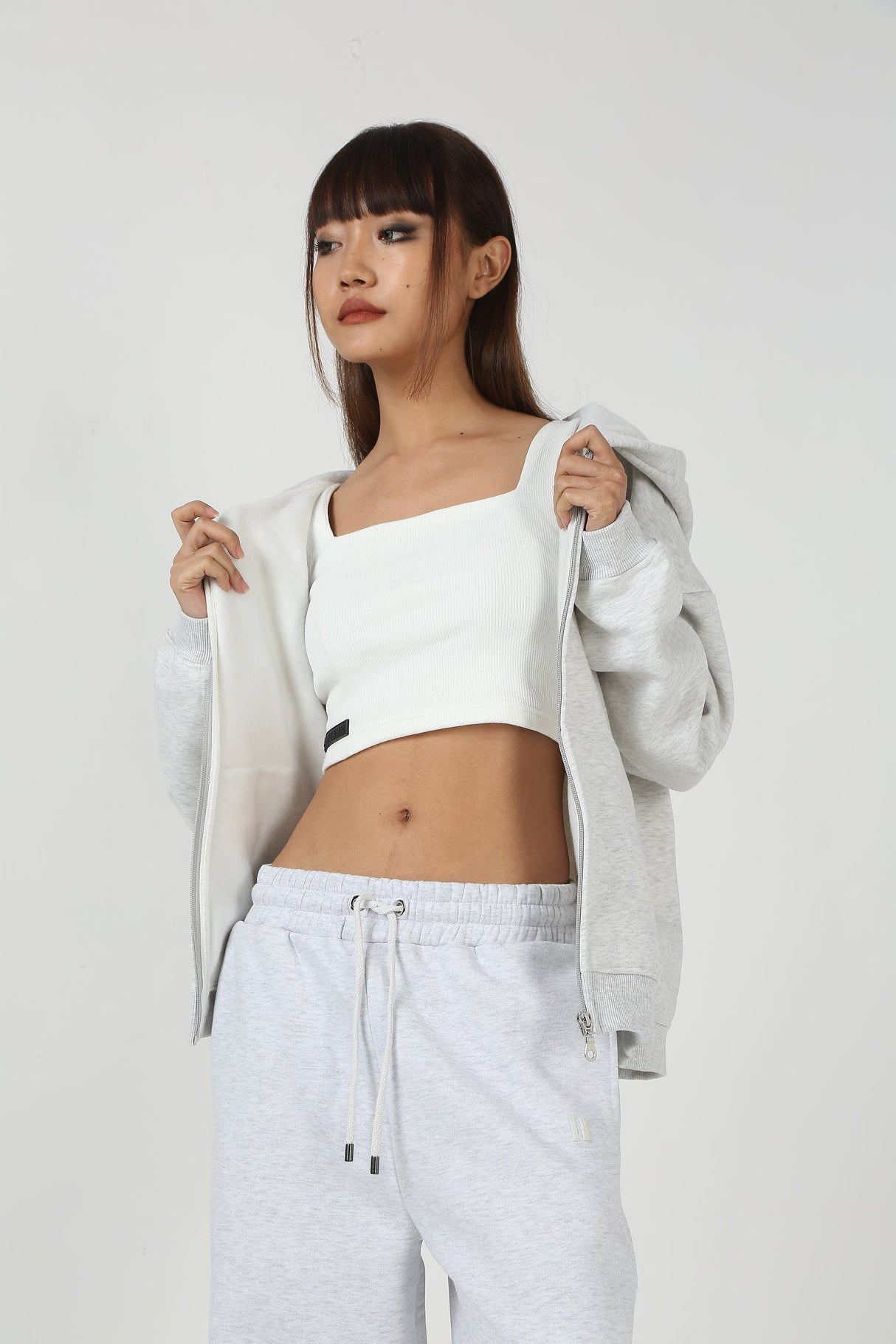The Everyday Light Grey Hooded Zipper