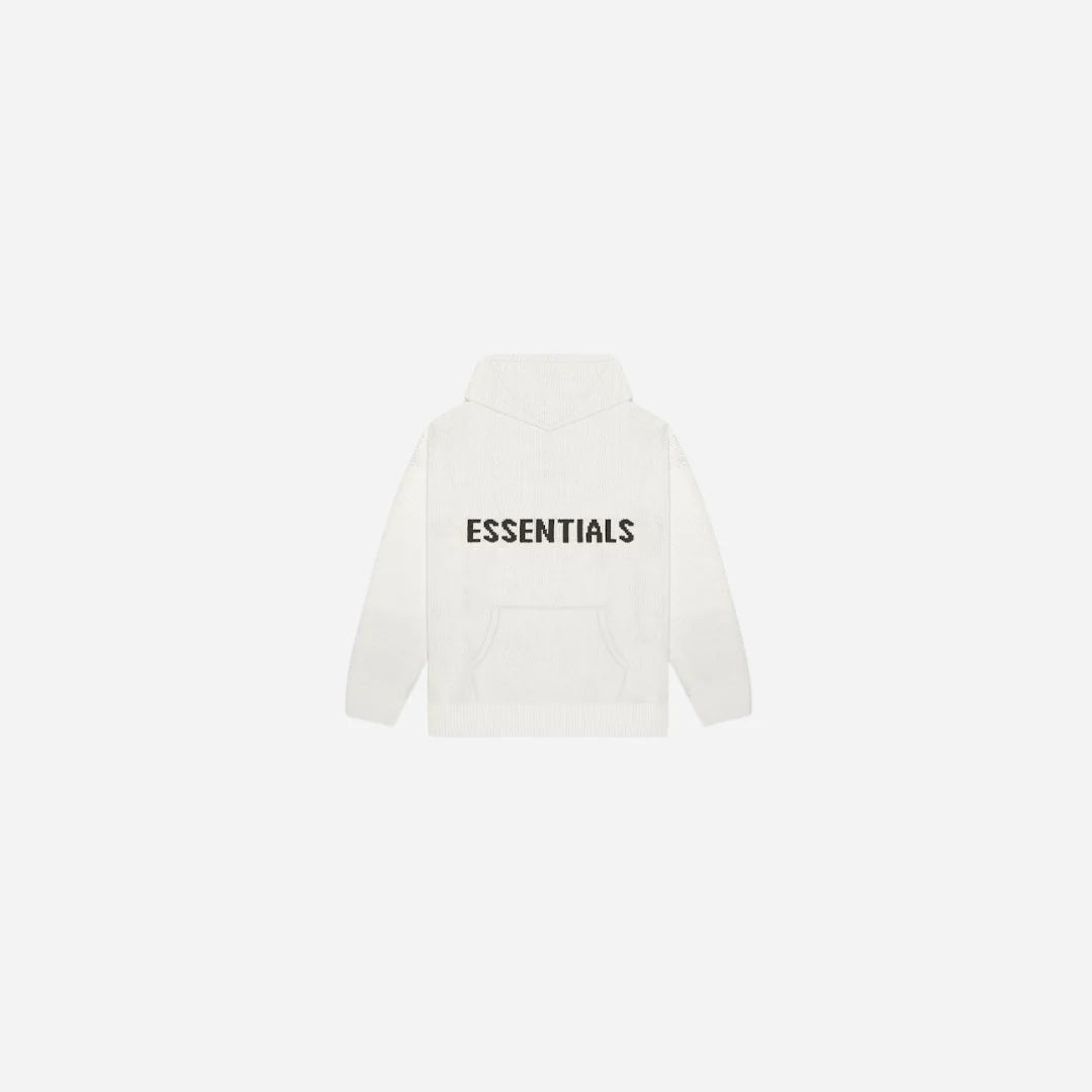 ESSENTIALS LIGHT OATMEAL KNIT HOODIE