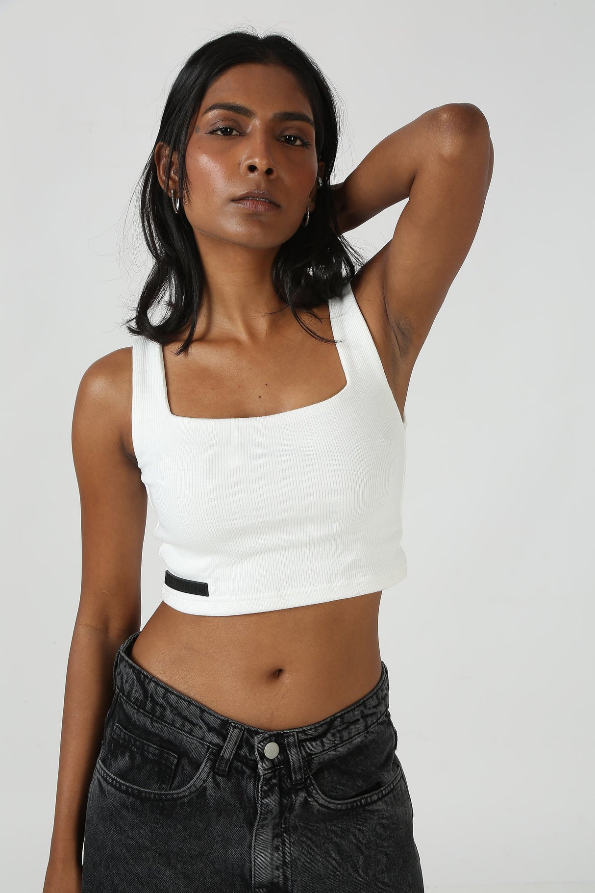 White Ribbed Crop Top